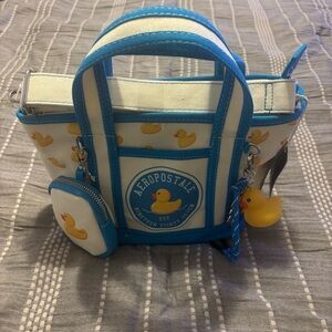 Aeropostale Blue and White Duck Mini Tote